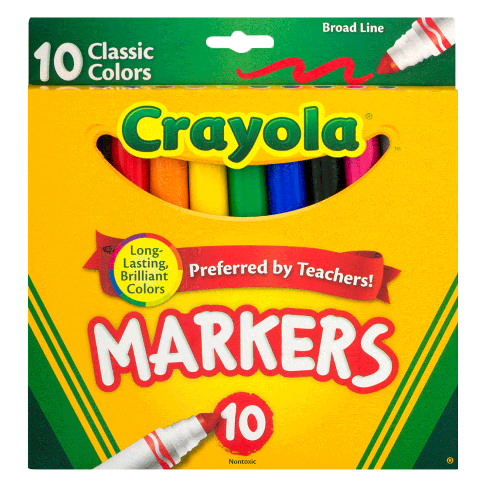 Crayola Marcadores Clásicos Punta Gruesa 10 Colores