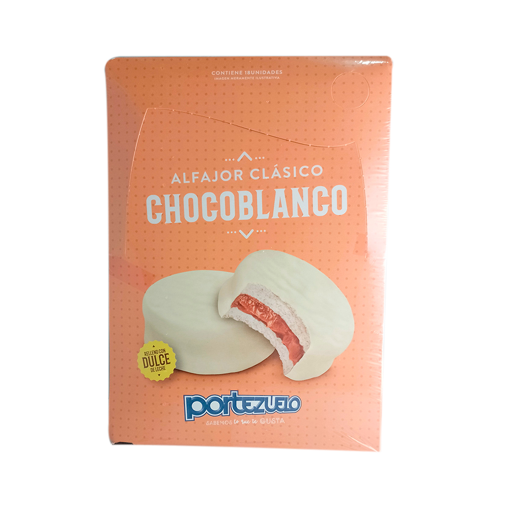 Portezuelo Alfajor Chocolate Blanco Pack x 18